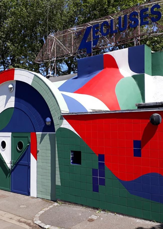 Façade des 4Ecluses Dunkerque. Peinture par Amose